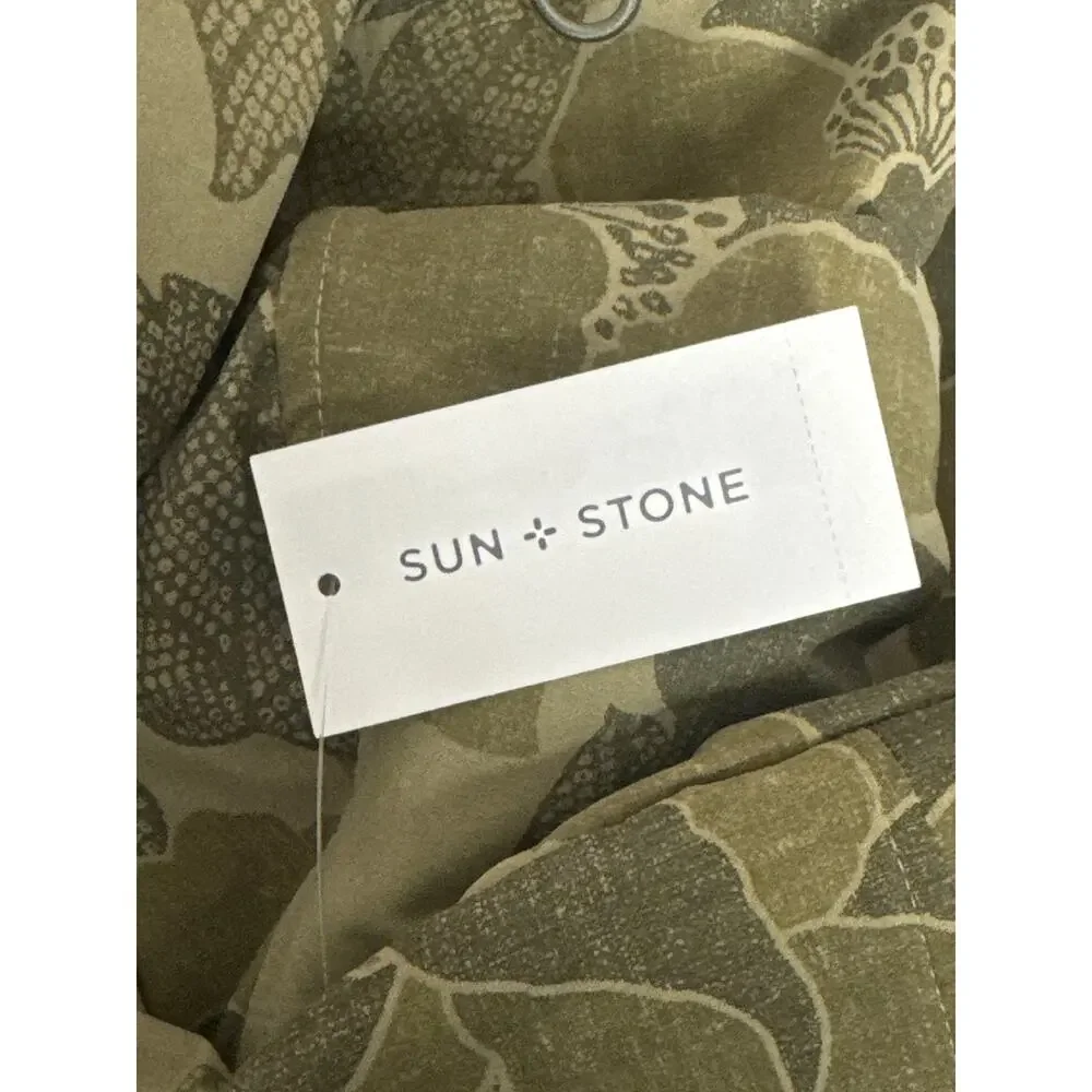 Sun + Stone Mens Camo Green Leaf Print Full Zip Hooded Windbreaker Size L NWT - Picture 7 of 14